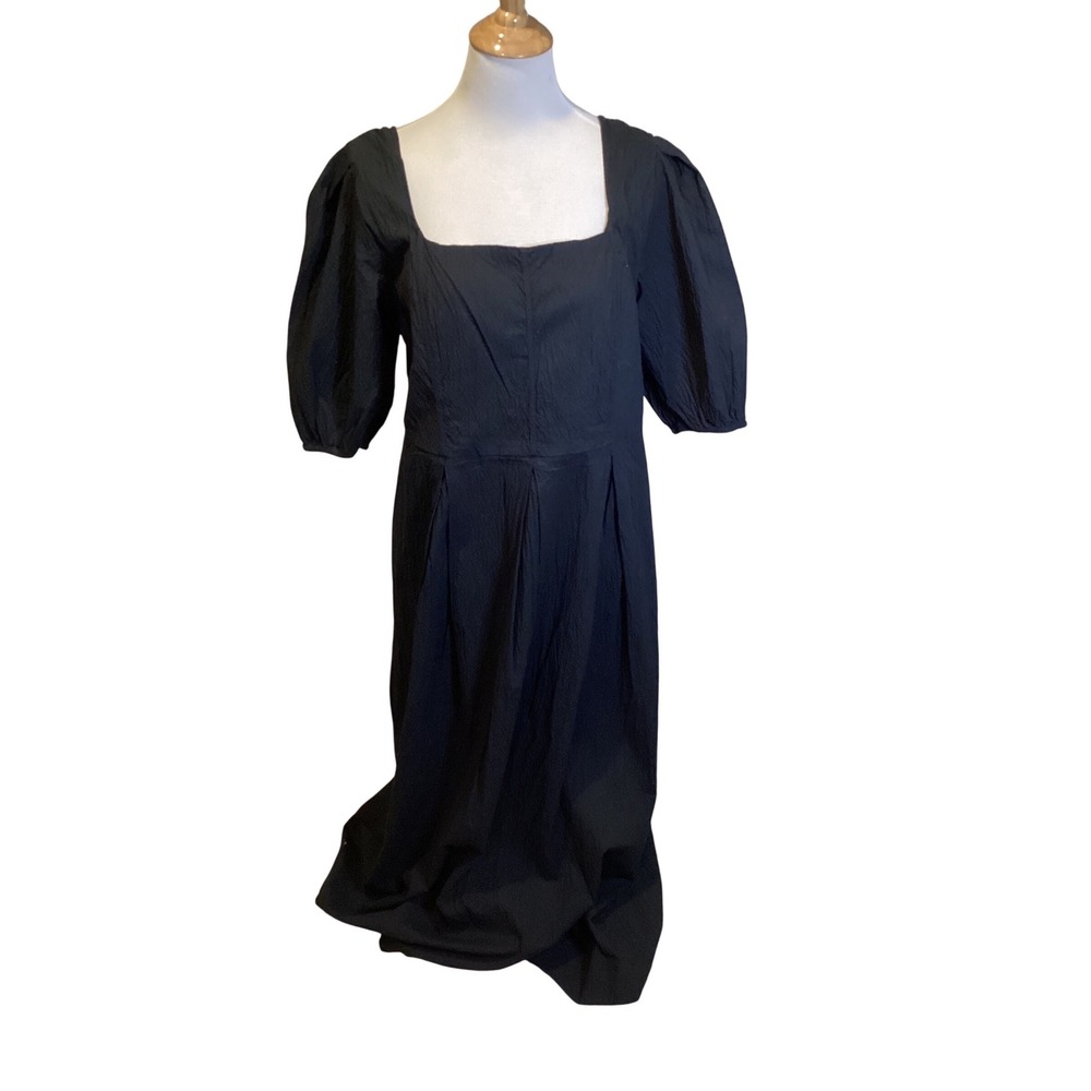 New Day Women's Black Square Neck Puff Sleeve Midi Dress Plus Size XXL